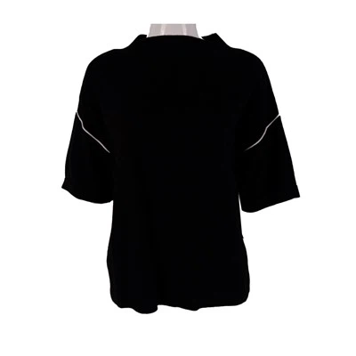 Jednoduchý dizajn čierny krátky dámsky sveter